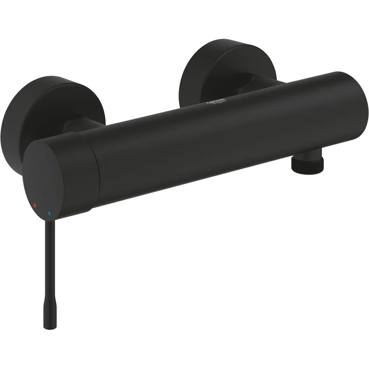 GROHE Essence 1-Loch-Einhand-Brausebatterie Wandmontage, Phantom Black, professionelle 35 mm Keramikkartusche mit Temperaturbegrenzer und Rückflussverhinderer