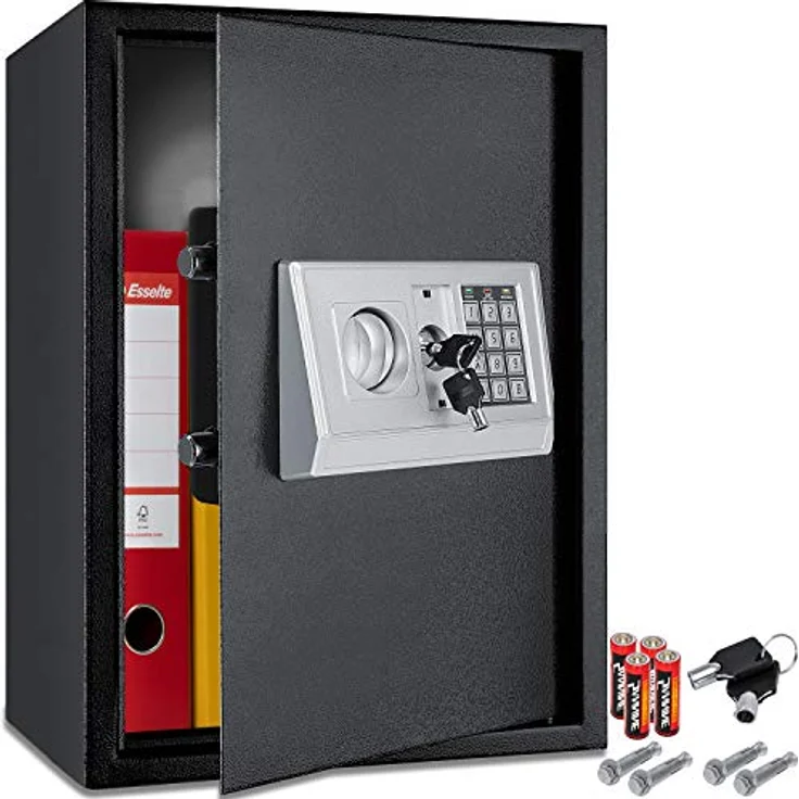 KESSER Elektronischer Safe Tresor Geldschrank Wandtresor Wandsafe 50x35x34,5 Schwarz – Bild 1