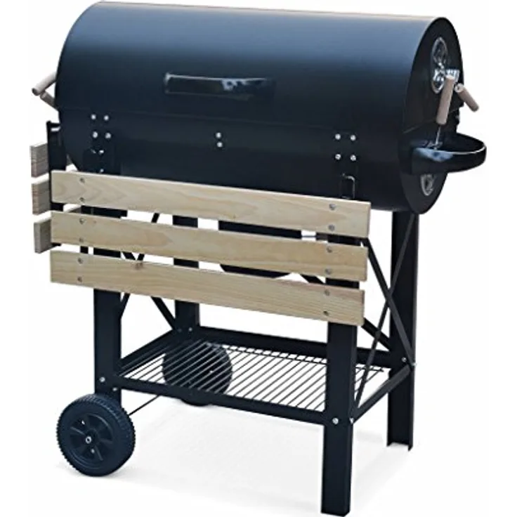 Alices Garden Amerikanischer Holzkohlegrill Serge schwarz Amerikanischer Smoker mit Belüftern, Aschesammler, Räuchern