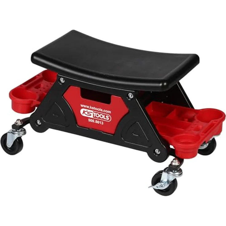 KS Tools 500.8013 Fahrbarer Hocker mit Aufbewahrungsebene, L650xH350mm, max. Belastung 95 kg – Bild 1