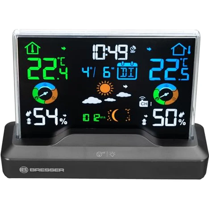 Bresser Funk-Farbwetterstation mit Aussensensor, wetterfest, IP44, Schwarz – Bild 4