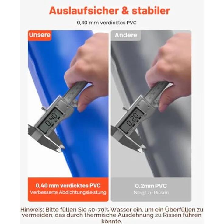 VEVOR Pool Beschwerungssack, 12er Set, 238 cm, 0,4 mm dicke PVC-Säcke mit Gewichten und auslaufsicherem Schraubverschluss, blau – Bild 4