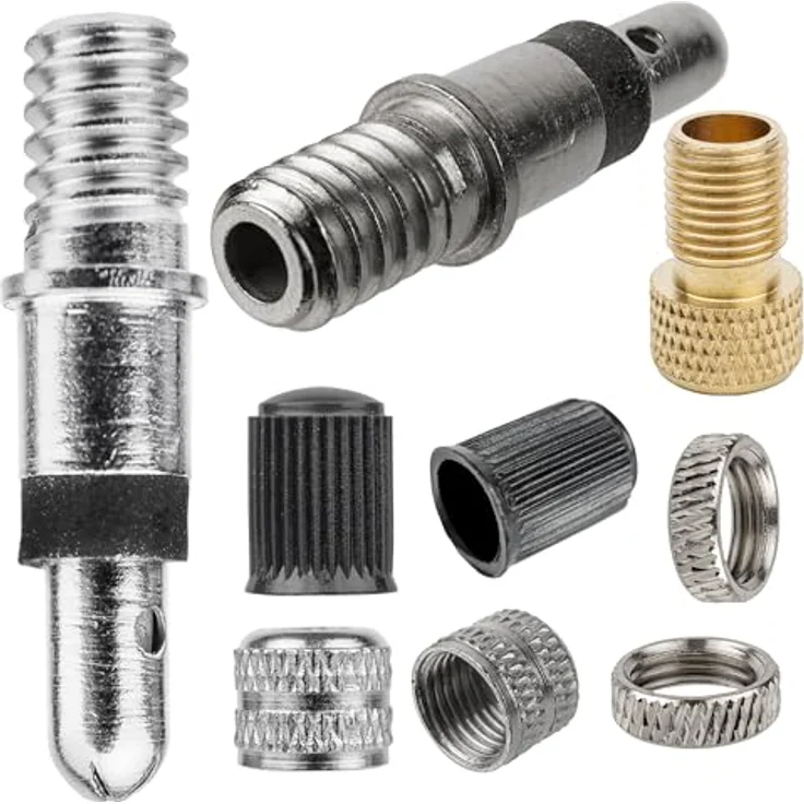 Fahrradventil Ersatz Set, 22-Teile, 4 x Fahrrad Schlauch Blitz-Ventil, inklusive 8 x Ersatz Ventilkappen, 2 x SV-DV auf AV Ventil Adapter, Blitzventil – Bild 9