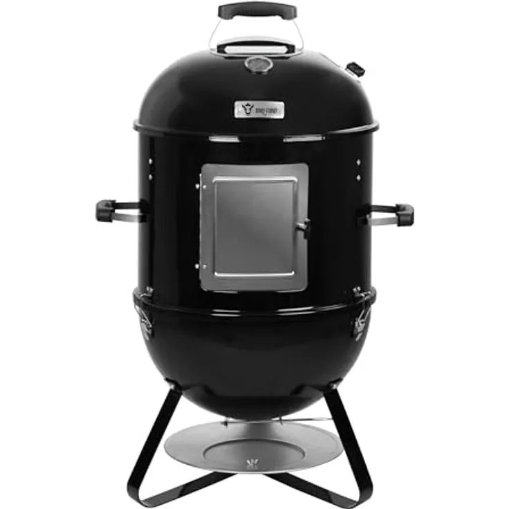 BBQ-Toro 3 in 1 Räuchertonne Ø 47 cm | Smoker mit Thermometer, vielseitig einsetzbar, reglierbar | Holzkohlegrill in Schwarz - Preisvergleich