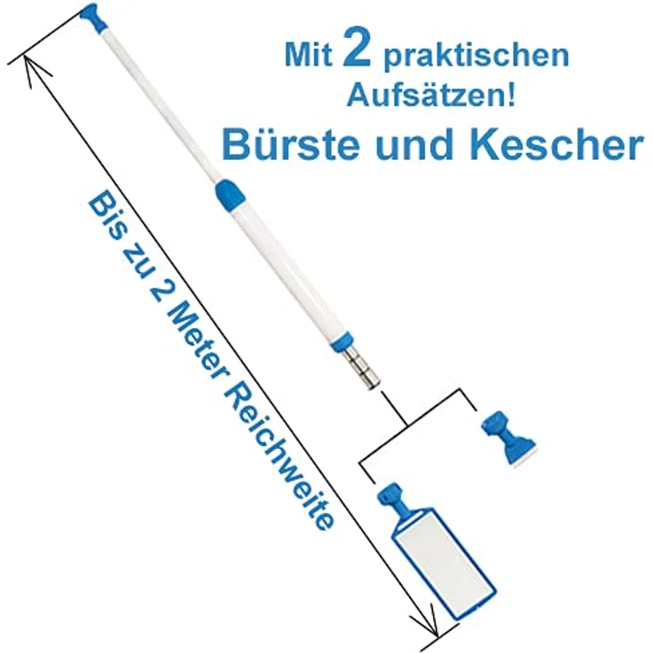 MAUK Manueller Jet Vacuum Pool-Reiniger mit eingebautem Filter, 1,98 m, kein Strom/Schlauch nötig – Bild 2