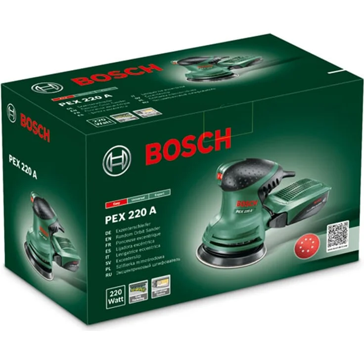 Bosch Exzenterschleifer PEX 220 A 125 mm 1,2 kg 24000 U-min 220 Watt Staubabsaugung im Karton – Bild 3