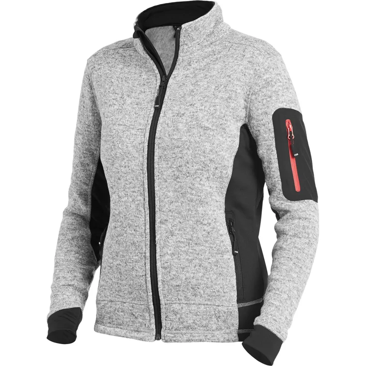 FHB MARIEKE Damen Strick-Fleece-Jacke grau-schwarz Gr. M