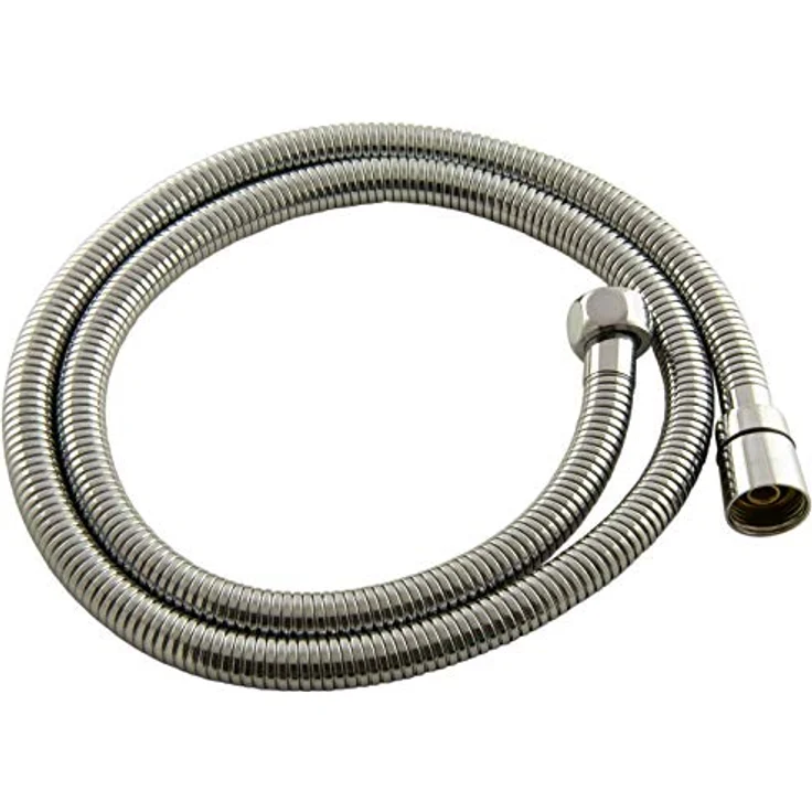 PaulGurkes Brauseschlauch Drehkonus 120cm, Metallschlauch mit Gummierung für Bidetschlauch, silber – Bild 1