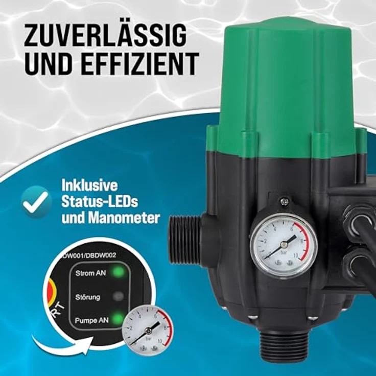Deuba monzana® Druckschalter Pumpensteuerung Druckwächter Baranzeige mit/ohne Kabel ohne Kabel – Bild 7