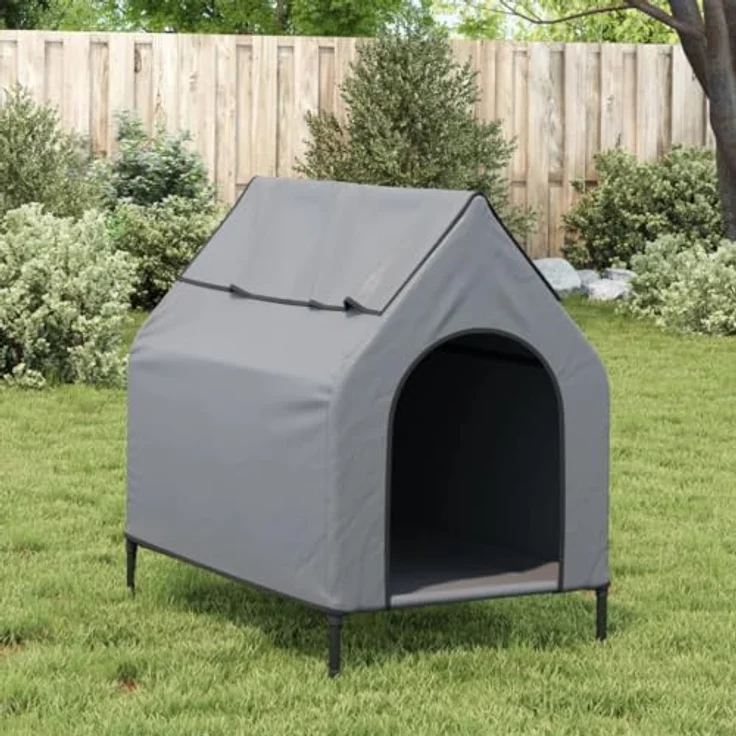 vidaXL Hundehütte Anthrazit Oxford-Gewebe und Stahl – Bild 3