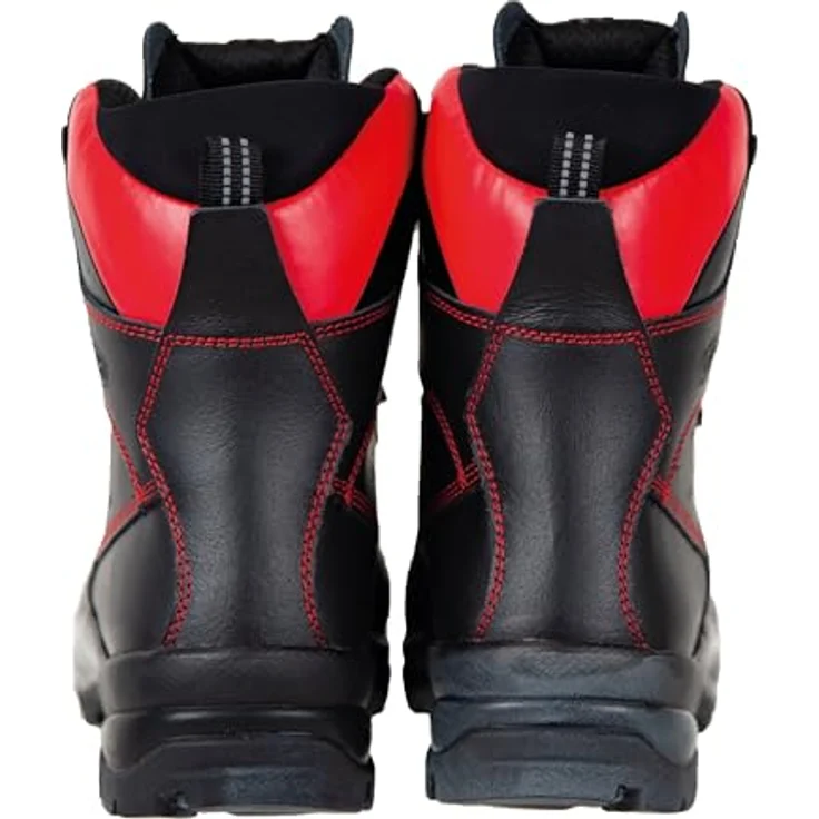 OREGON Schnittschutzstiefel Waipoua, Leder, wasserabweisend, Hitzebeständig bis 300 °C, Schwarz/Rot, Größe 46 – Bild 3