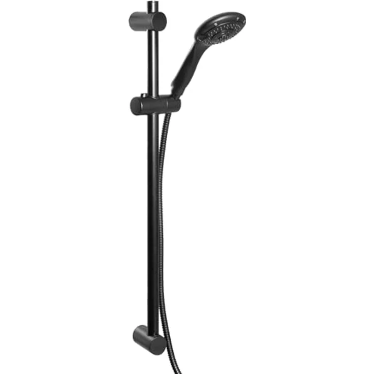 bremermann Brausestangenset, Brause mit 5 Strahlarten, Edelstahl-Brauseschlauch 1,75 m, schwarz – Bild 1