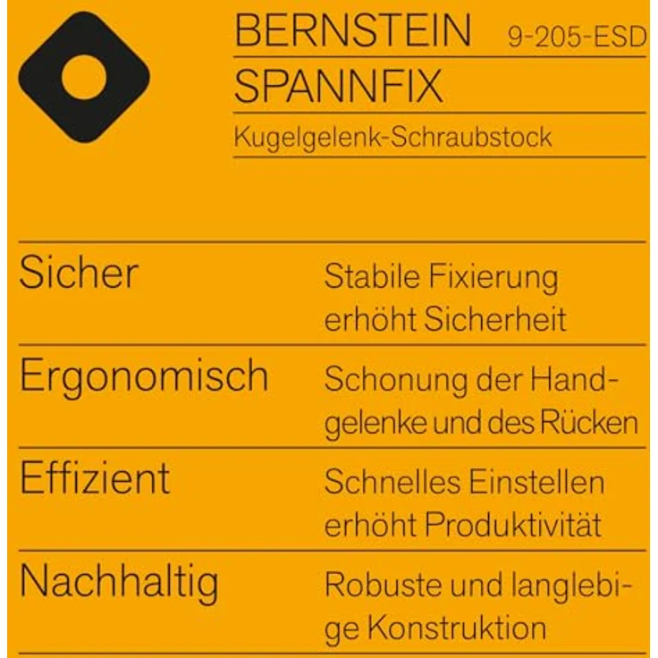Bernstein Tools for Electronics 9-205-ESD, ESD Schraubstock mit 70 mm Spannweite und Kugelgelenk, schwarz pulverbeschichtet – Bild 8