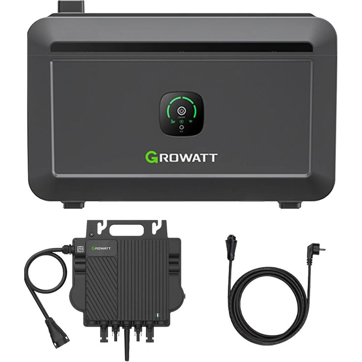 Growatt Noah 2000 Solarspeicher 2048Wh LiFePO4, 1800W PV-Eingang, Smart App Control, IP66 für Balkonkraftwerke mit Neo 800W Mikro-Wechselrichter