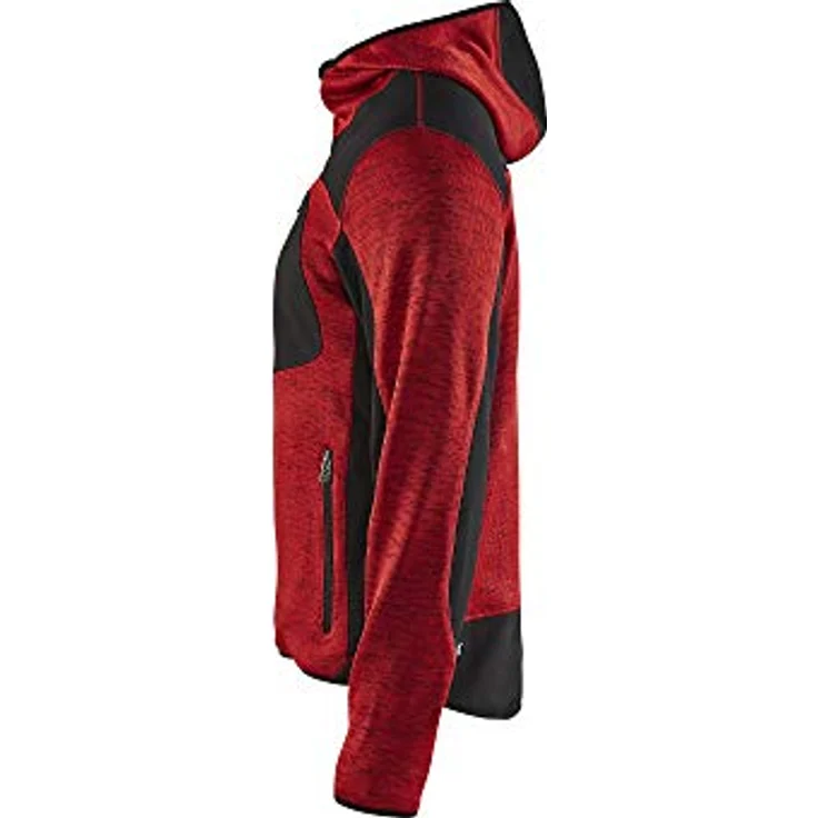 BLAKLÄDER® Herren Strickjacke 4930, rot/schwarz, mit Kapuze und Softshell-Einsätzen, Größe M – Bild 4