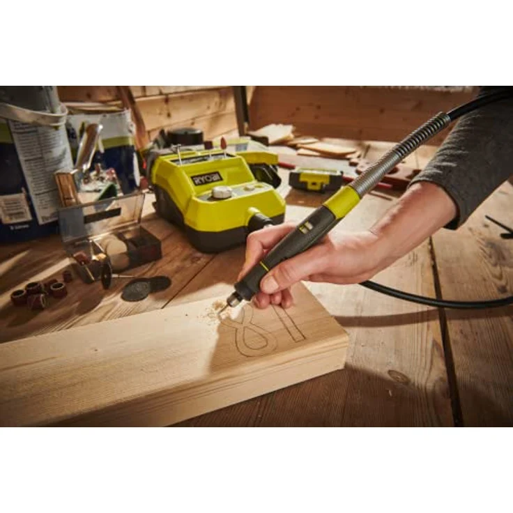 Ryobi 5133004366 Rotationswerkzeug 18 V, 33 teiliges Zubehörset, 90 cm Kabellänge, Wandaufhängung, ohne Akku R18RT-0 – Bild 4