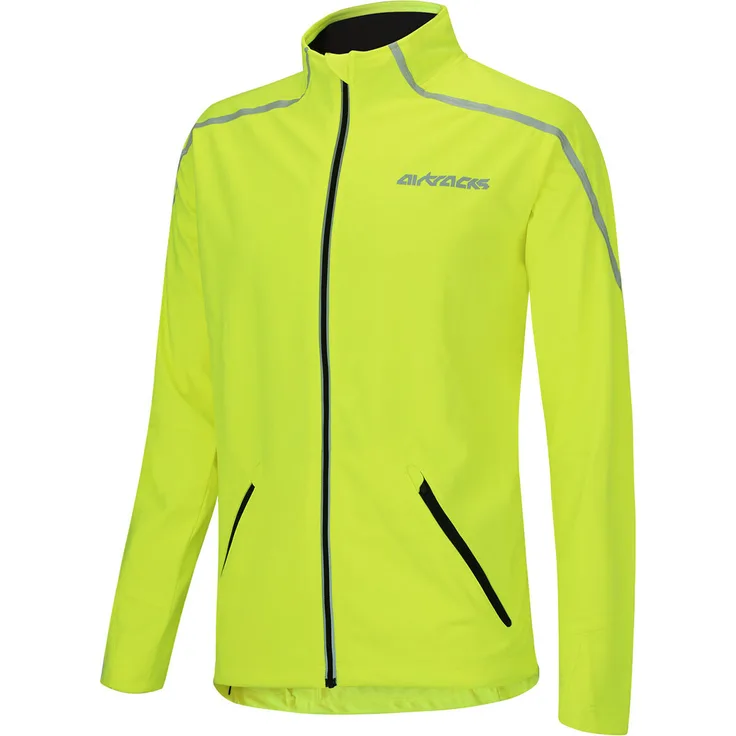 Airtracks Herren Thermo Laufjacke AirTech Neon S / Softshell, Funktions Jacke für die kalte Jahreszeit Herbst-Winter, Windstopper-Thermo Wärme Regulation, atmungsaktiv, reflektierend, neon