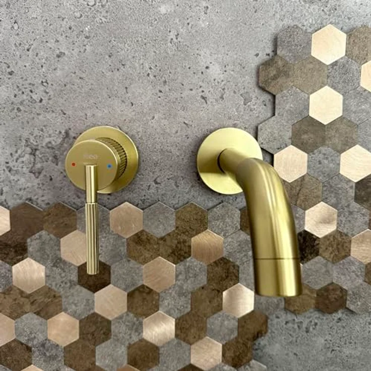 wohnwerk.idee Argon Unterputzarmatur, Wasserhahn Wandarmatur in Gold Kupfer Matt mit Einhebelmischer für präzise Temperatur- und Durchflusssteuerung – Bild 4