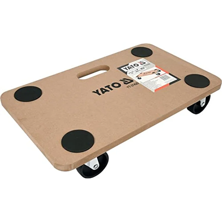 YATO Rollbrett Möbelroller Transportroller, Tragkraft bis 200 kg, MDF-Platte, 4 Antirutsch-Aufkleber, schwarz – Bild 3