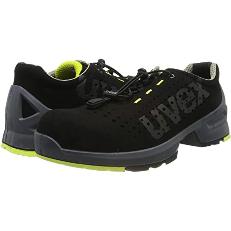Uvex 1 S1 SRC ESD 85438, flache Sicherheitsschuhe mit rutschhemmender Sohle, Schwarz / Gelb, Größe 35 EU – Bild 14