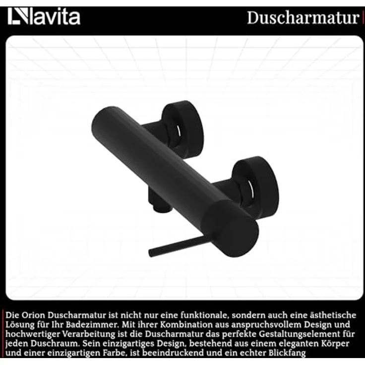 lavita Orion Duscharmatur in matt Schwarz | Hochwertiger Messingkörper | Elegantes Design – Bild 5