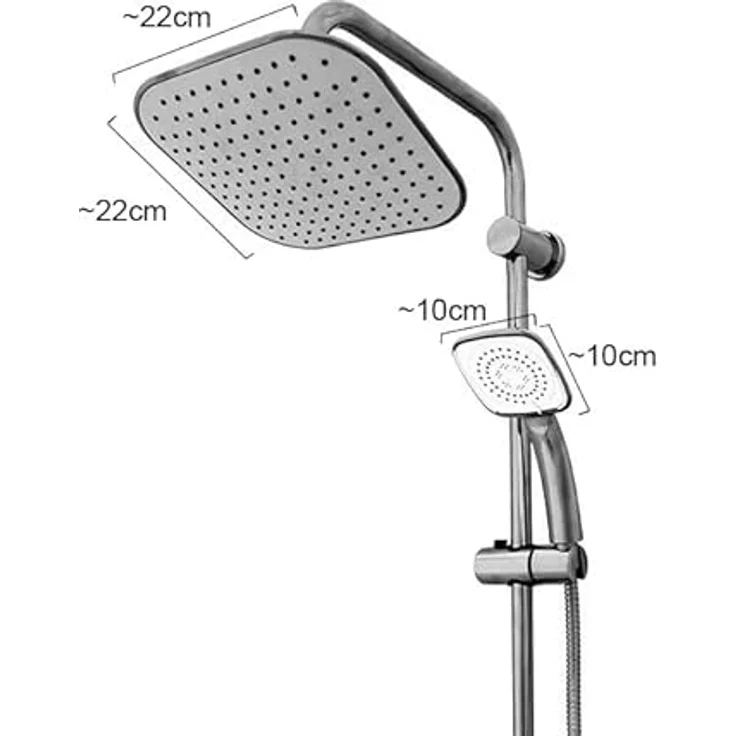 Aloni Brausegarnitur TM53232, Rain Bianco Regendusche Handbrause 3 + 1, Chrom – Bild 2