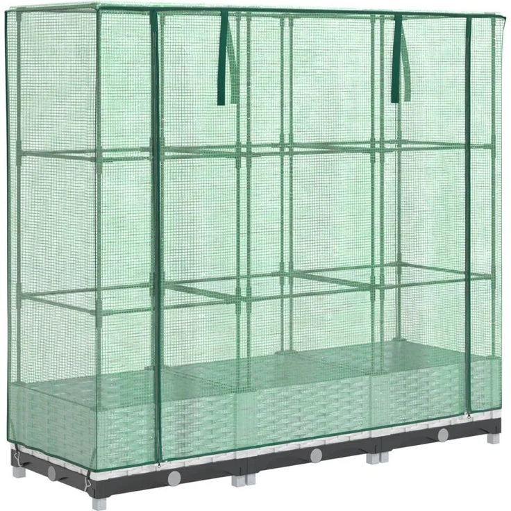 vidaXL Hochbeet Hochbeet mit Gewächshaus-Aufsatz Rattan-Optik 40x40x123 cm (1 St), Weiß, Stabiler Rahmen, Wasserfeste Abdeckung, Rattan-Look – Bild 1