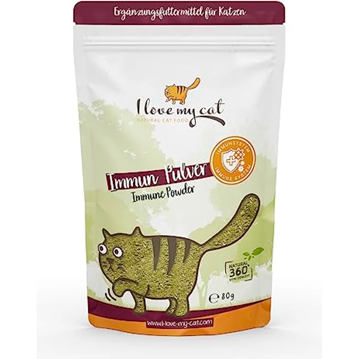 I Love My Cat Nahrungsergänzungsmittel für Katzen mit Sorgfältig Abgestimmte Zusammensetzung Von Tierärzten Entwickelte Rezeptur Ohne Künstliche Zusatzstoffe Immun Pulver 80g – Bild 1