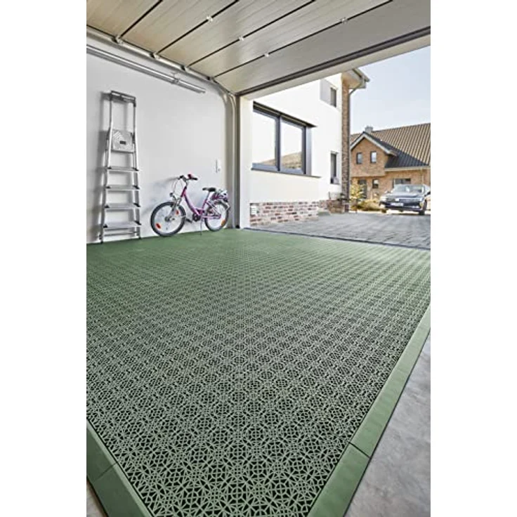 andiamo Kunststofffliese Bodenfliese Gartenfliese Terassenfliese Balkonfliese Innen- und Außenbereich Wasserdurchlässig wetterfest langlebig 38 x 38 cm, Set: 7 Fliesen 1 m², grün – Bild 6