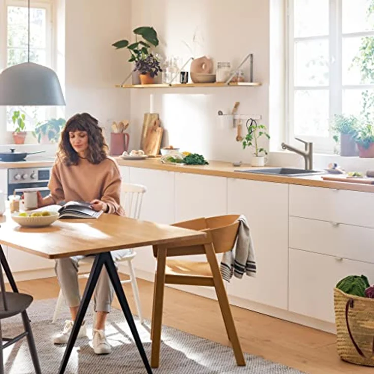 hansgrohe Zesis M33 Küchenarmatur 150, Ausziehbrause mit Edelstahl Finish, 150° Schwenkbereich, Laminar- und Brausestrahl, Temperaturbegrenzung einstellbar – Bild 2