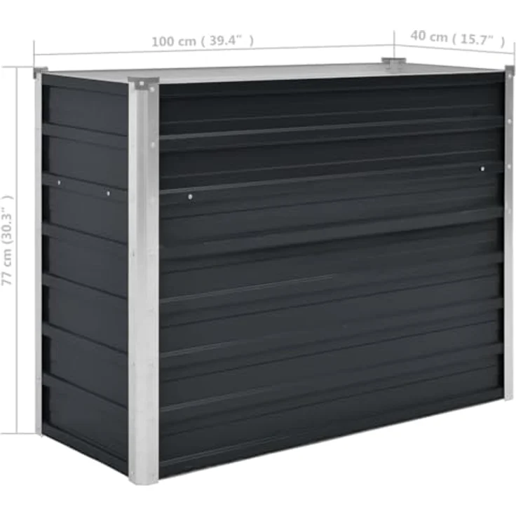 vidaXL Garten-Hochbeet Anthrazit 100 x 40 x 77 cm Verzinkter Stahl – Bild 4