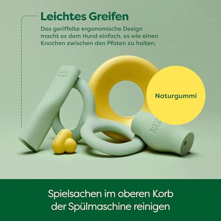Earth Rated Kauspielzeug, interaktives Spielzeug aus Naturgummi für Hunde und Welpen, spülmaschinen- und gefriergeeignet, groß, grün – Bild 5