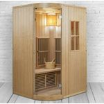 DEKO VERTRIEB BAYERN Infrarotkabine XXL Luxus Infrarotsauna+Infrarotkabine-Kombi SET Sauna inkl. Saunaofen, Kanadisches Tannenholz, 5 Flächenstrahler, Harvia Saunaofen, 2 Personen, Holzkanten, Glastür