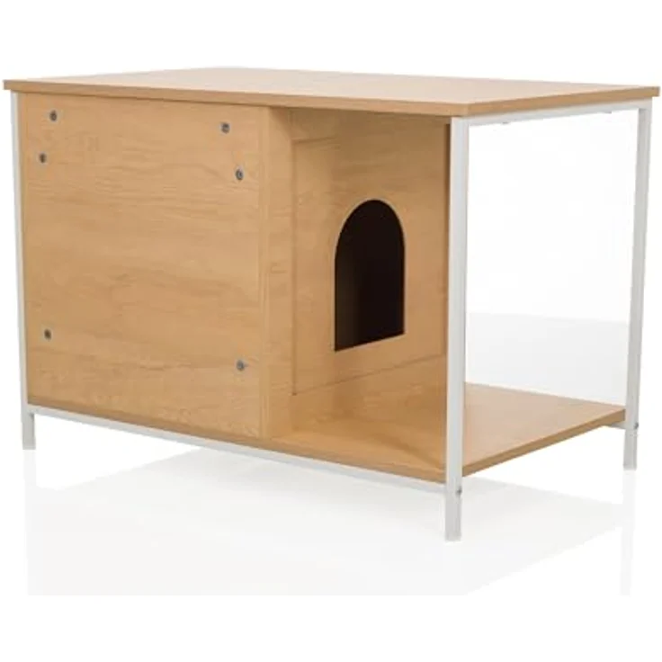 hjh LIVING Kittyhome 1, Offenes Katzenklo im Boho-Stil mit integrierter Kratzfläche und Ablage, MDF-Material – Bild 5