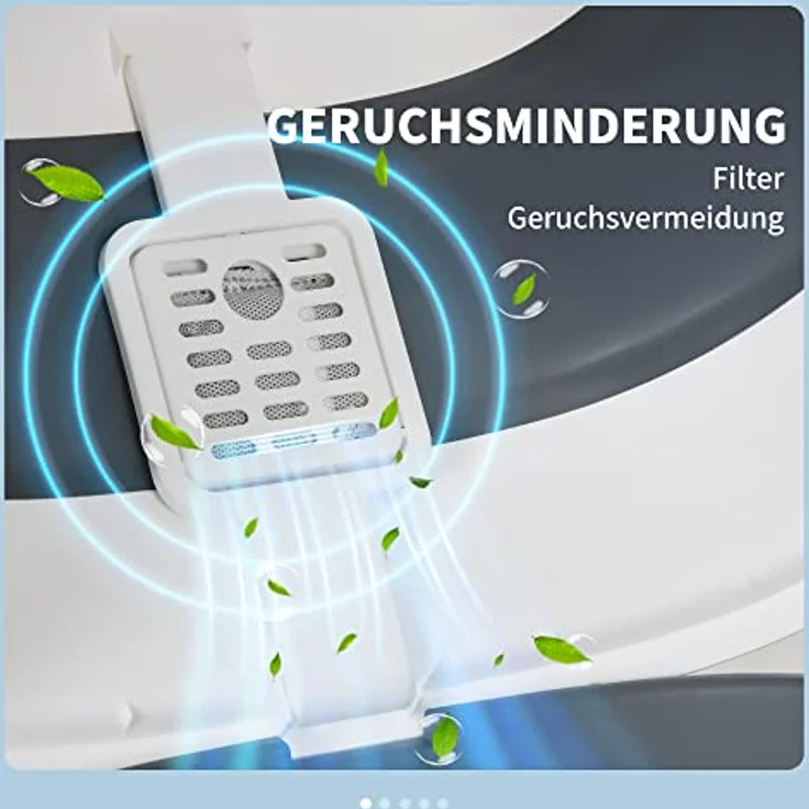 PawHut Katzentoilette mit Deckel, Katzenklo inkl. Deodorant, Bodengitter, Streuschaufel, Großer Innenraum für Katzen bis 5 kg, Weiß+Grau, 52 x 41 x 38 cm – Bild 4