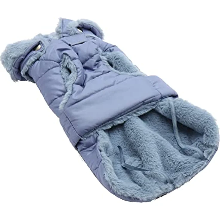 Fashion Dog Hunde-Steppmantel mit Kunstpelz-Futter - Azzurro - 30 cm – Bild 2