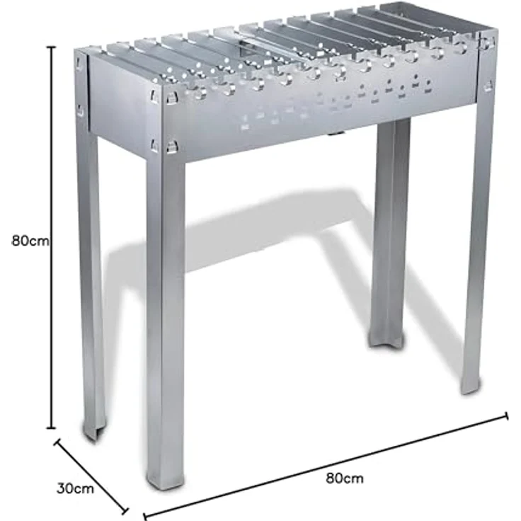 ACTIVA Mangal Schaschlik Grill Edelstahl 80x30 cm inkl. Grillrost und 12 Spießen – Bild 11