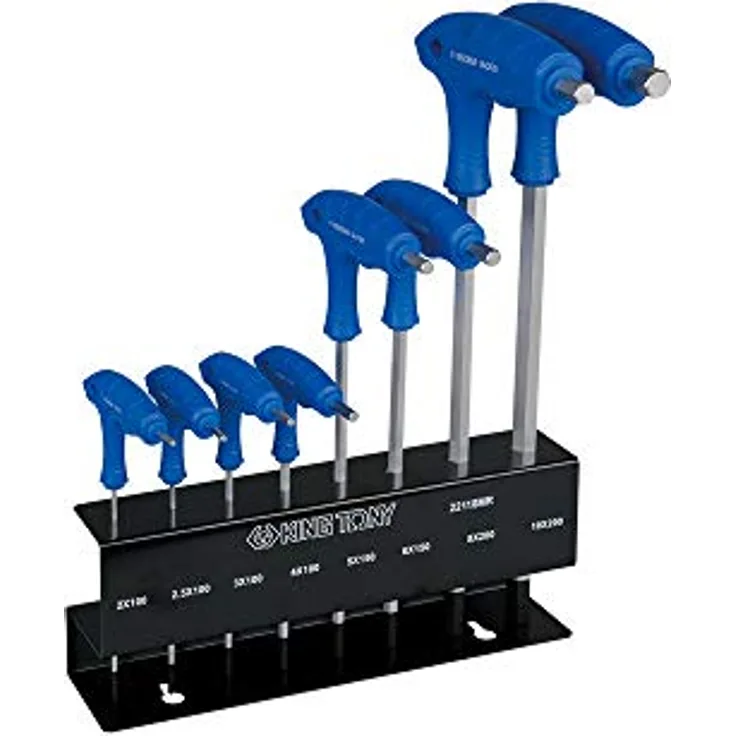 Juego de llaves Allen Point Ball Con Mango en L 2-10mm sobre Rack
