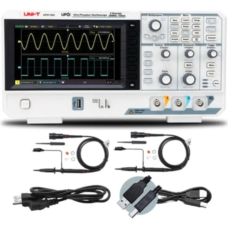 Uni-T UPO1202, Digital-Oszilloskop 200MHz, 56 Mpts, Ultra Phosphor 2.0 Technologie, Echtzeit-Wellenformaufzeichnung