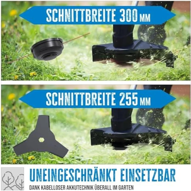 Güde Akku-Hochentaster Akku-Freischneider »FS 18-401-30«, (Schnittbreite 255/300mm), Inkl. Akku 4 Ah und Ladegerät, 3-Zahn Messer, Doppelfadenkopf – Bild 5