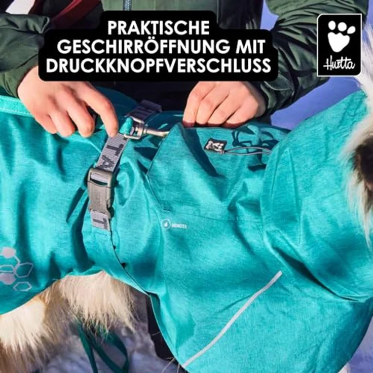HURTTA Monsoon Regenmantel II, wasserdichter Hundemantel mit verstellbarem Gurt, Farbe Blackberry (Grau) – Bild 6