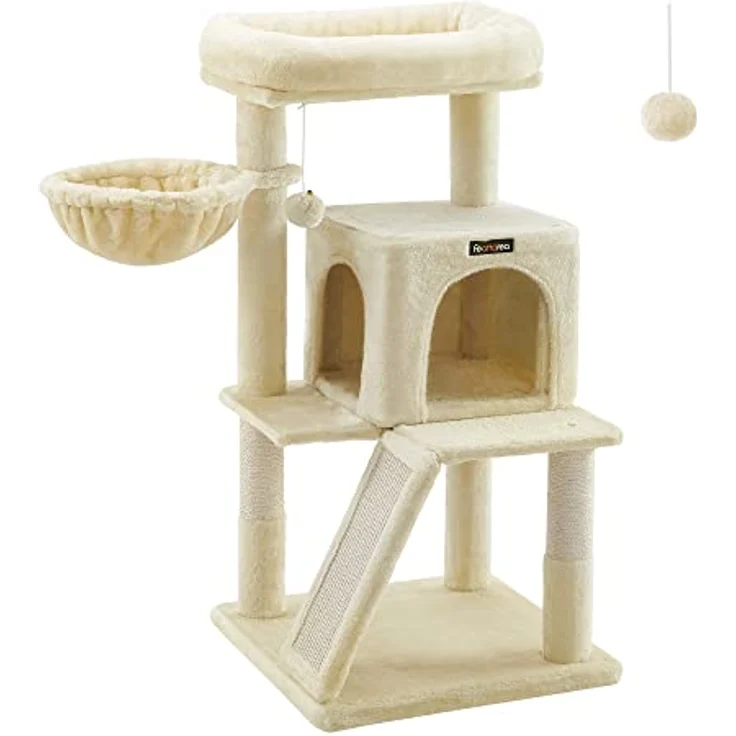Feandrea Kratzbaum, Katzenbaum mit großer Plattform, beige PCT51M – Bild 1