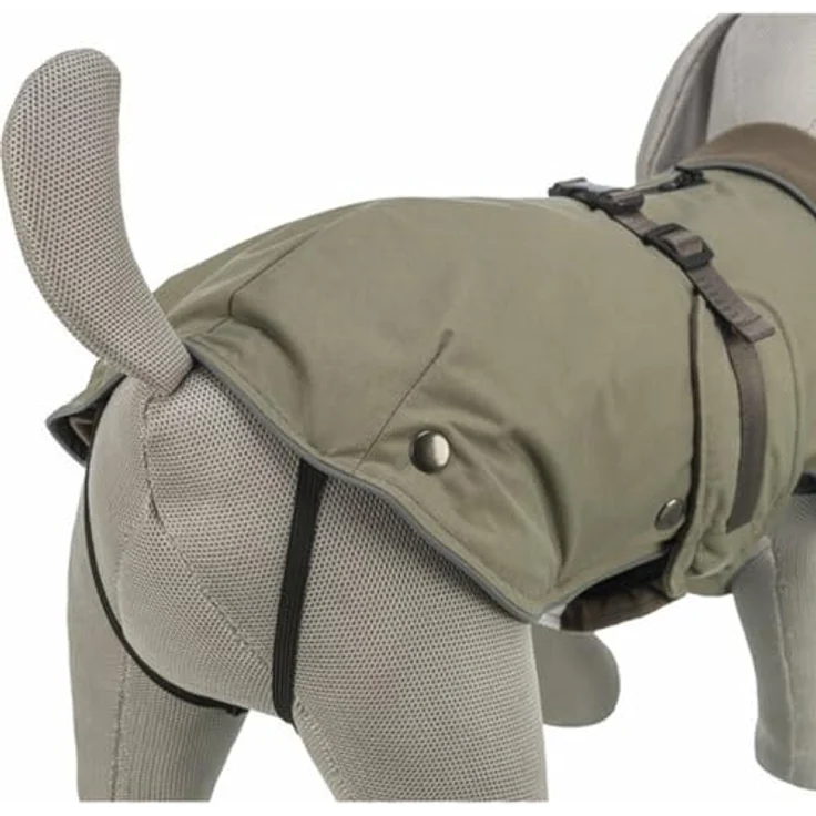 TRIXIE Hermy Coat, Hundemantel mit herausnehmbaren Polyester-Futter und reflektierenden Elementen, S: 43 cm, Olivgrün – Bild 2