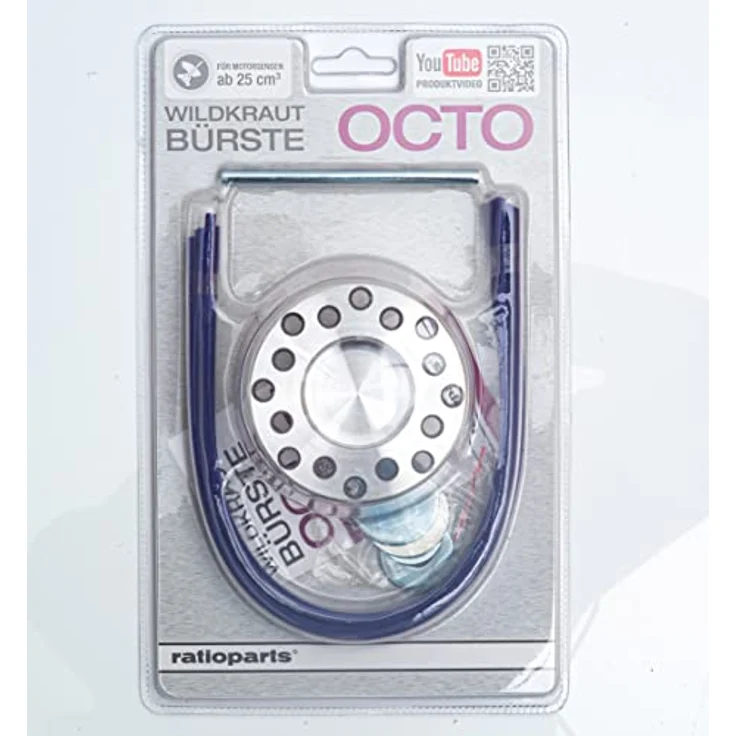 Ratioparts 6-707 Unkrautbürste OCTO 200 mm, 25,4 mm Durchmesser-Bohrung 8 Fäden Wildkrautbürste Reinigungsbürste, Blau – Bild 5