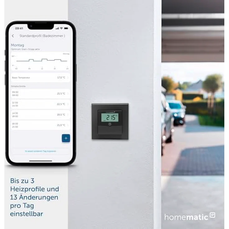 Homematic IP Temperatur- und Wetterstation, Smart Home Sensor mit Display zur Temperatur- und Luftfeuchtigkeitsregelung, Schwarz – Bild 2