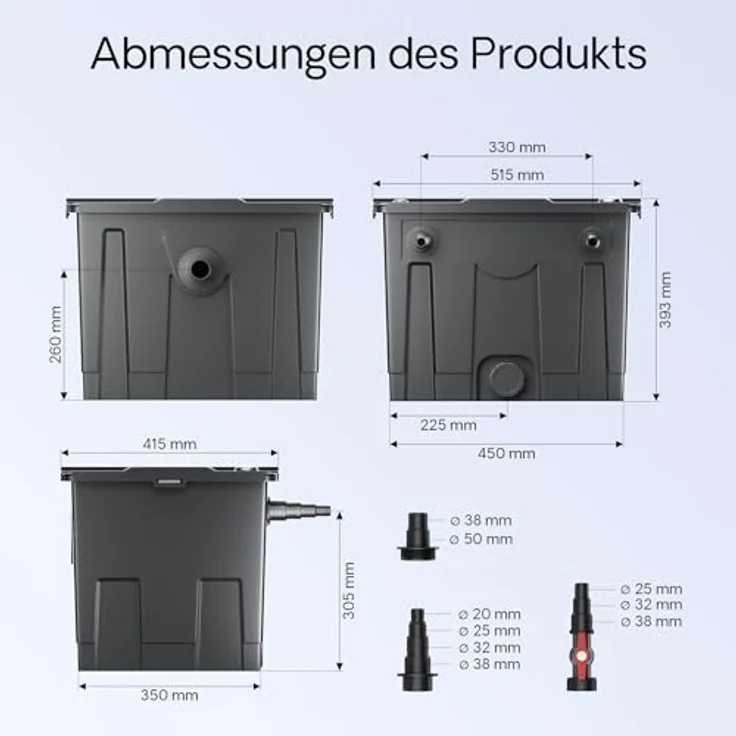 SunSun Bio CBF-350 Teichfilter, 1-Kammer Durchlauffilter für Teichvolumen bis 12.000L, mit 8000L/h Förderleistung und intelligenten Pflegefunktionen – Bild 3