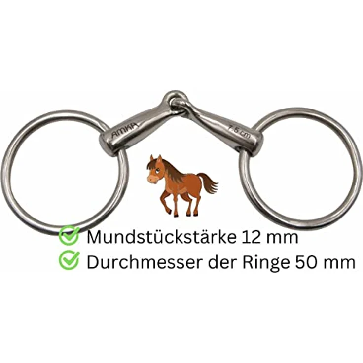AMKA Ponytrense Wassertrense Stärke 12 mm Ringe 50 mm für Kleinpferde, einfach gebrochen, blau – Bild 2