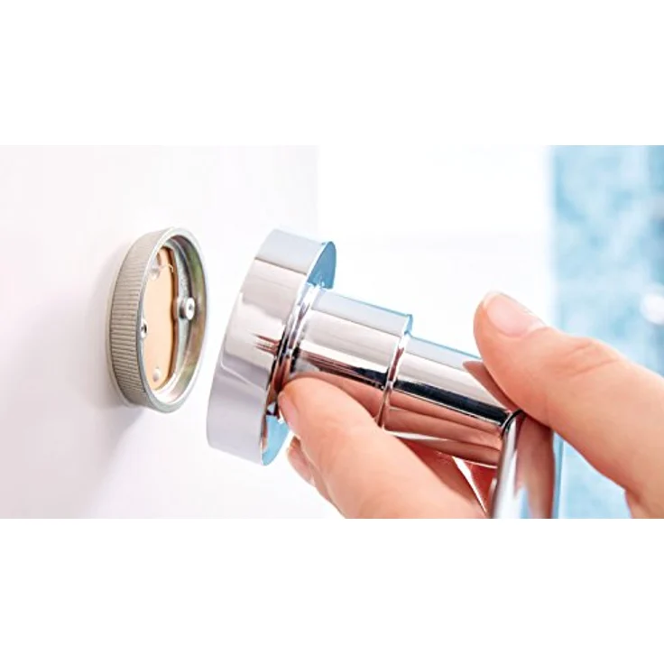 tesa LUUP WC-Garnitur, satiniertes Glas und verchromter Edelstahl - Toilettenbürsten-Set zur Wandbefestigung ohne Bohren, inkl. Klebelösung - 385mm x 160mm x 120mm – Bild 5