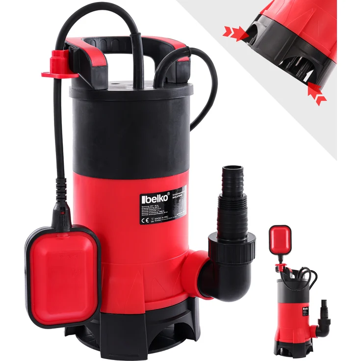 Belko® Schmutzwasserpumpe 850W 15000 l/h Tauchpumpe Pumpe Garten mit Schwimmer Brunnenpumpe, robuste Bauweise in schlagfestem Kunststoff – Bild 1