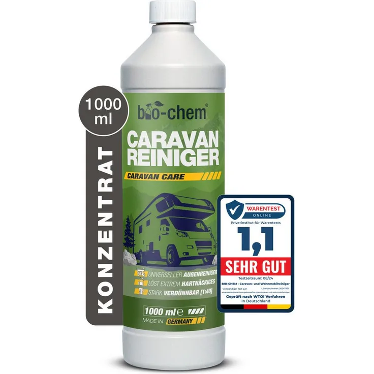 bio-chem bio-chem Caravan- & Wohnmobilreiniger 1L Konzentrat, extra stark Auto-Reinigungsmittel, entfernt Regenstreifen, Baumharz & Insektenrückstände